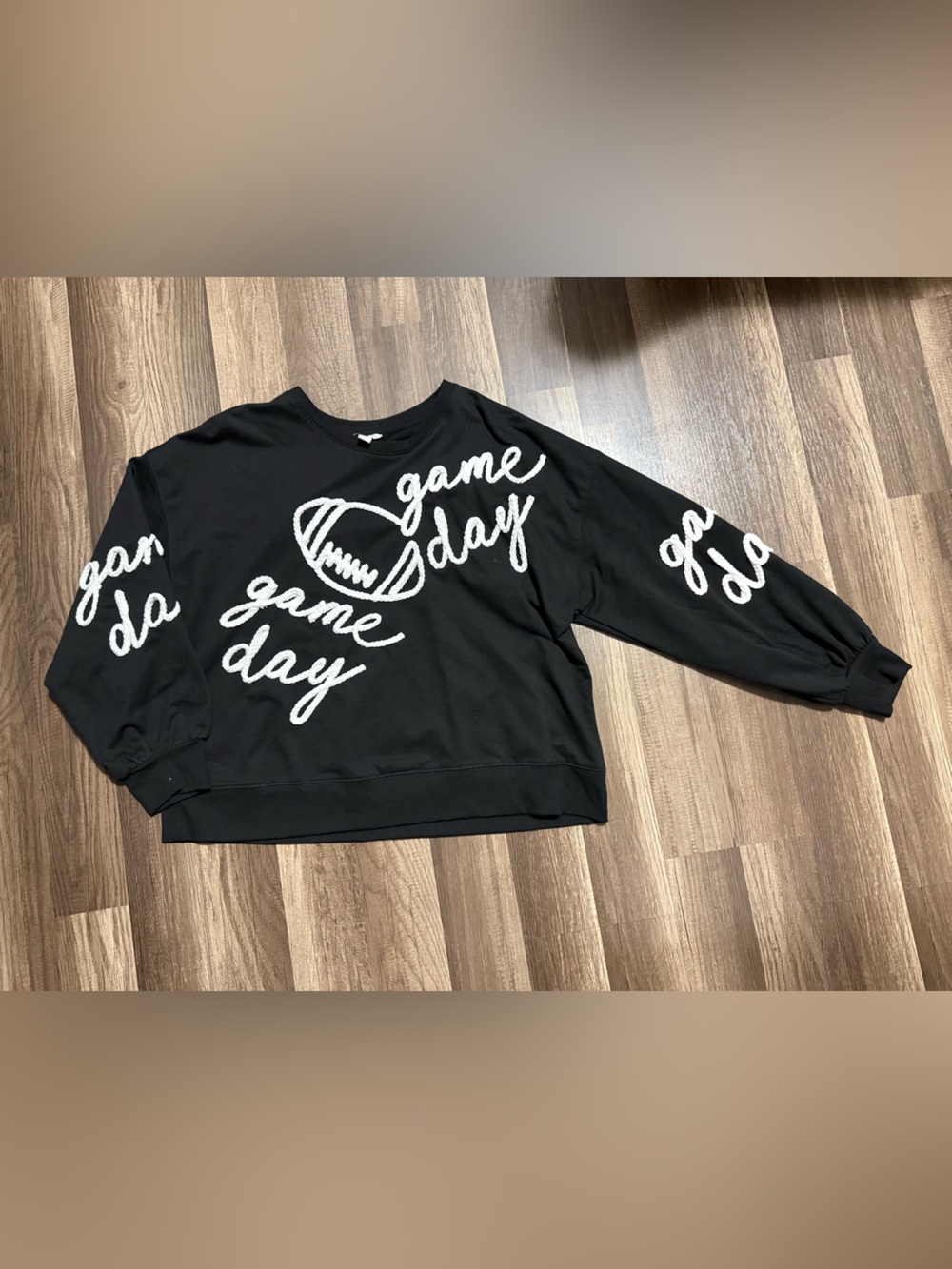 Cato Black Cropped Crewneck Sweatshirt with White Label